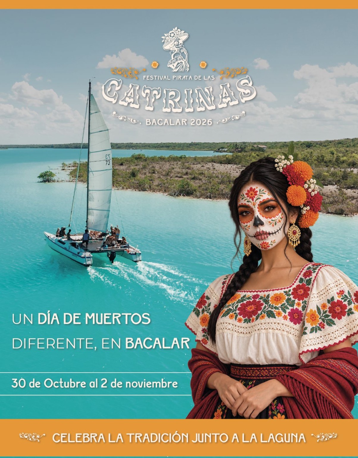 Cartel del Festival Pirata de las Catrinas Bacalar 2026