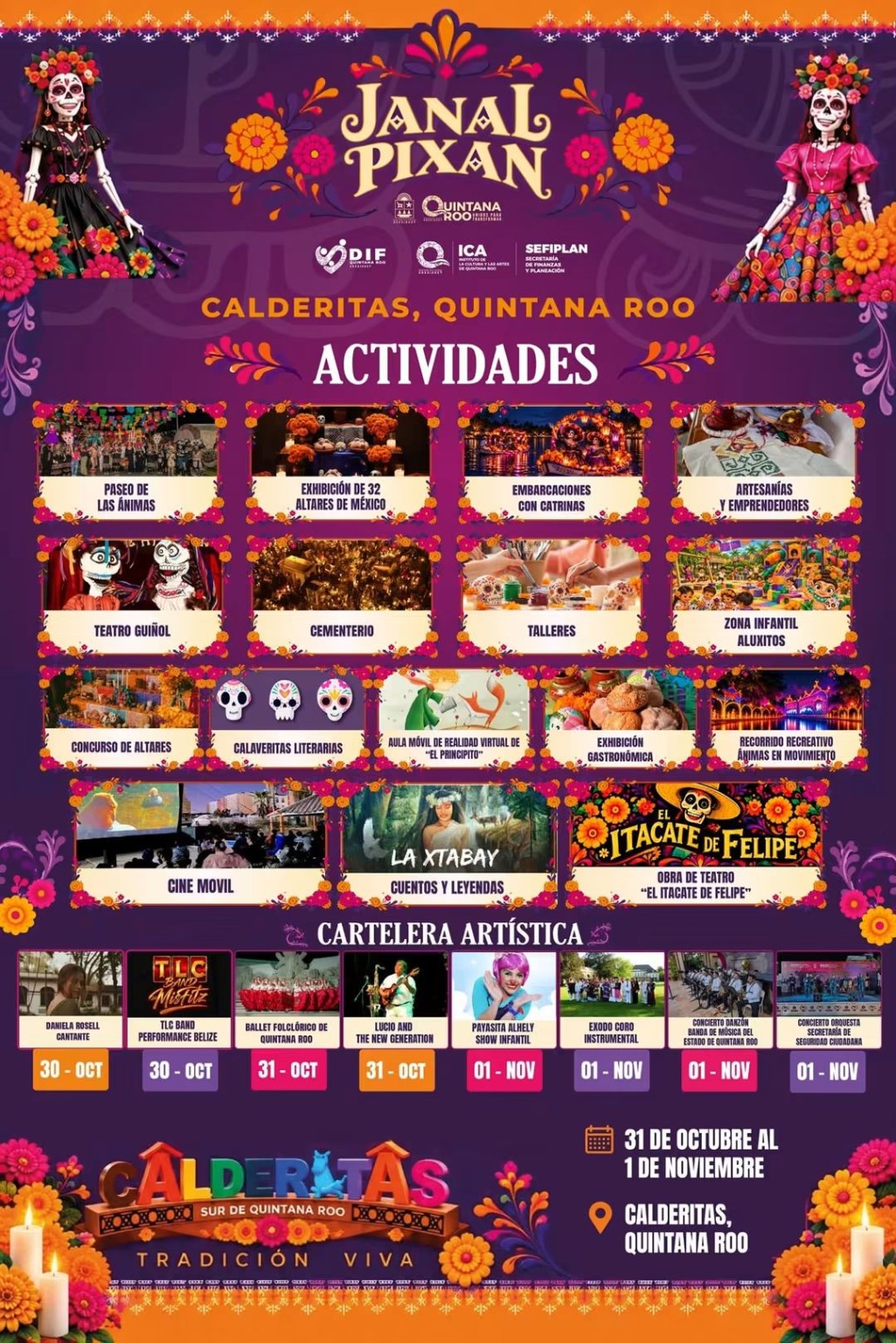 Calderitas con decoración de Janal Pixán